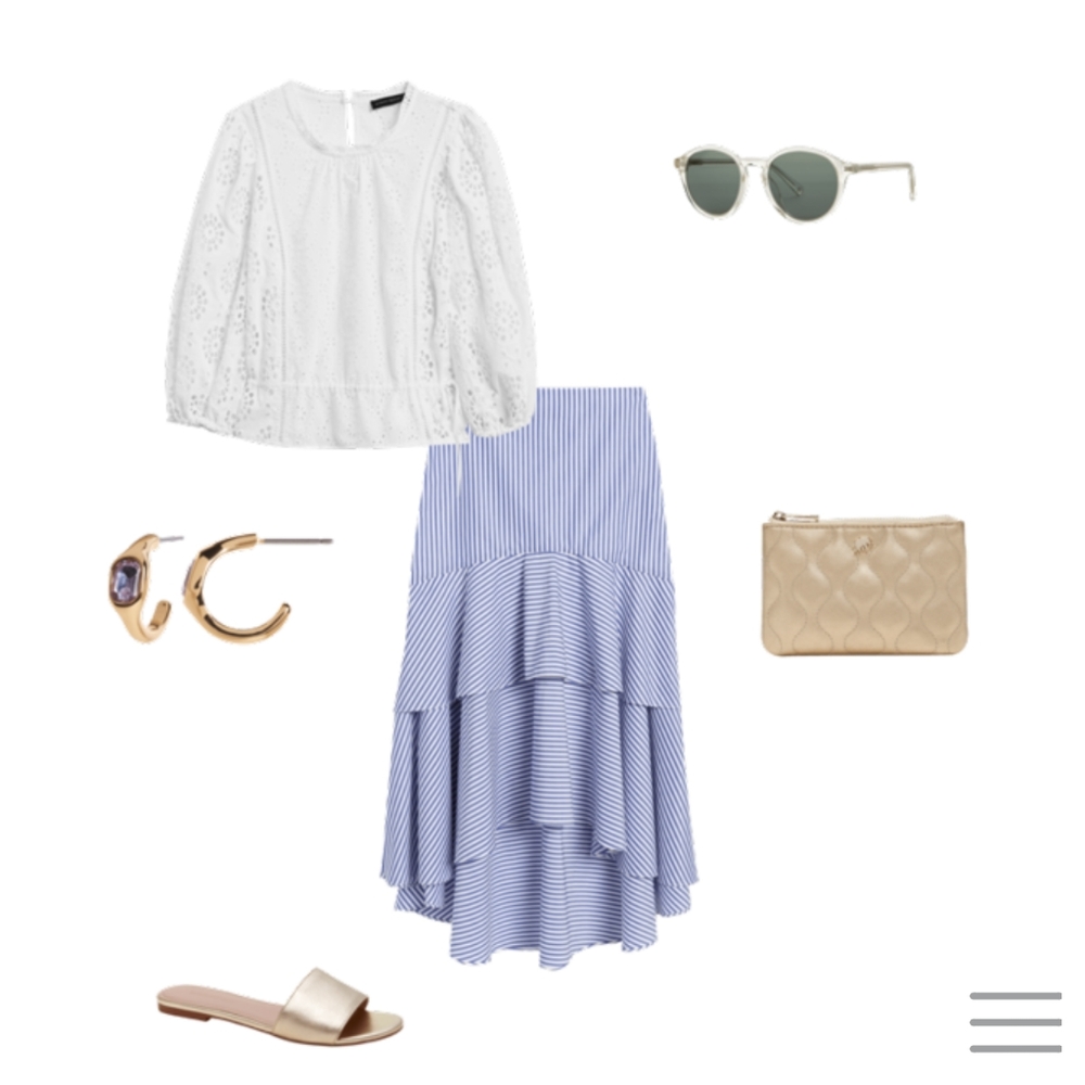 Gorgeous NWOT Striped Poplin High - Low skirt - Picture 8 of 8